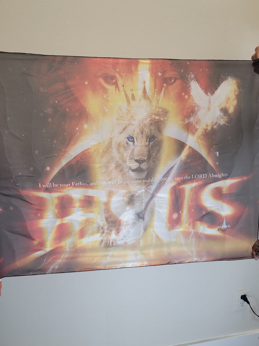 Baby Lion worship flag - Jesus