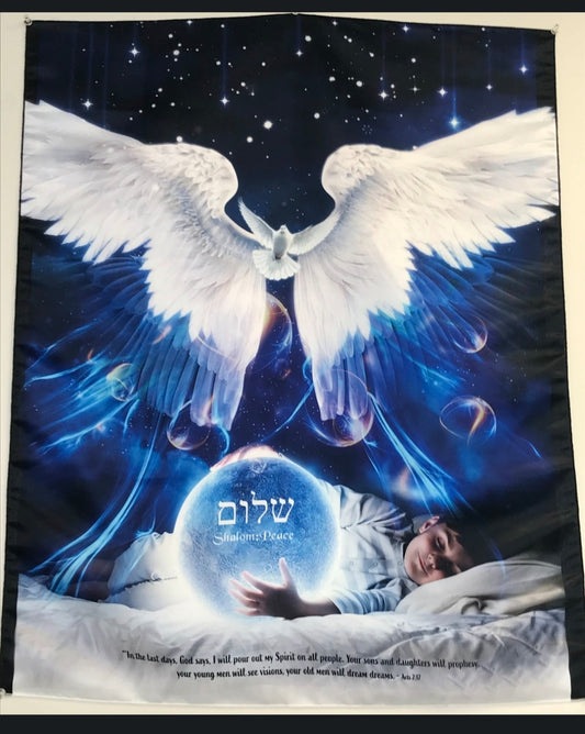 Dove over Sleeping Child/Shalom Peace - Worship Flag