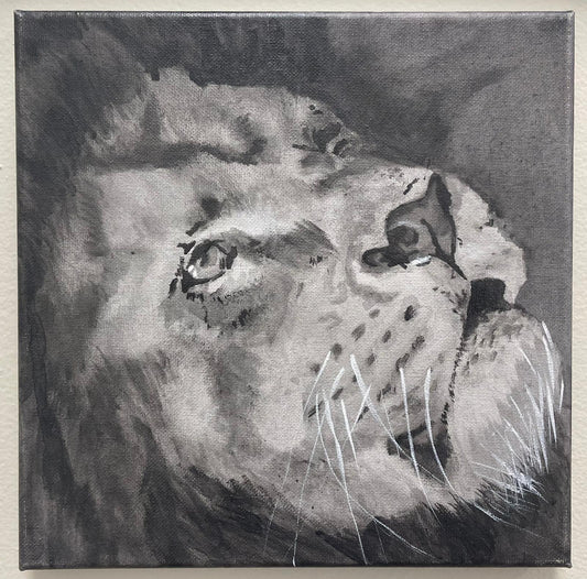 Lion FR acrylic Painting portray 10x10" metallic colour