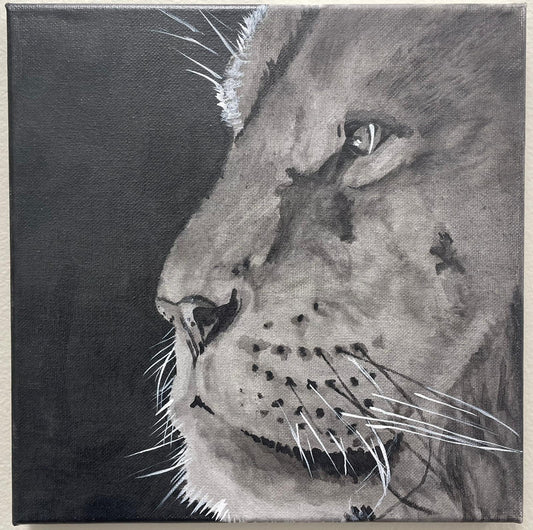 Lion FL acrylic Painting portray 10x10" metallic colour