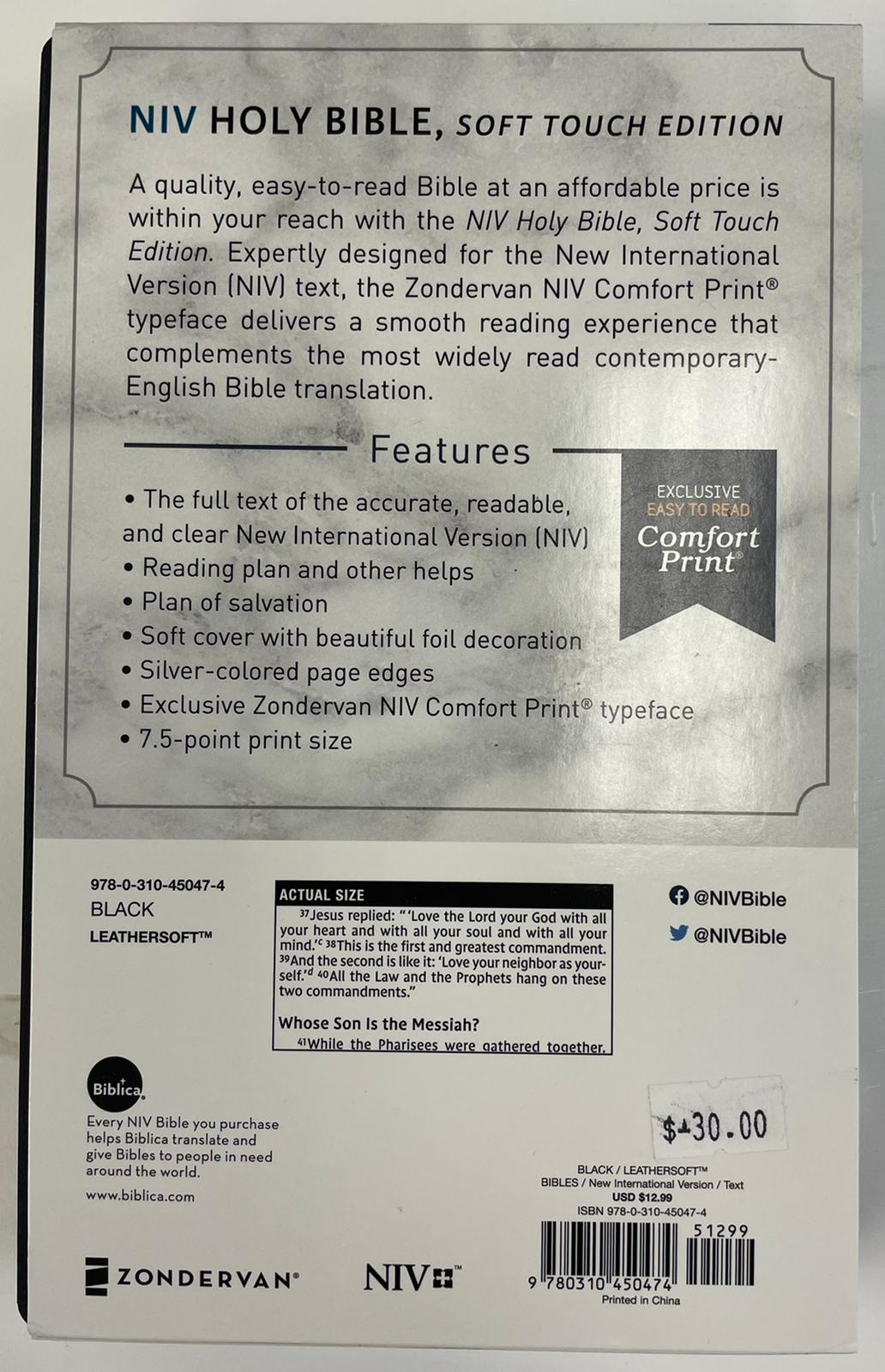 NIV HOLY BIBLE Soft Touch Edition