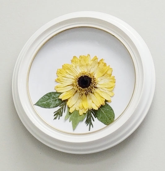 Yellow Dried Flower Hand Crafted on Porcelain Plate
