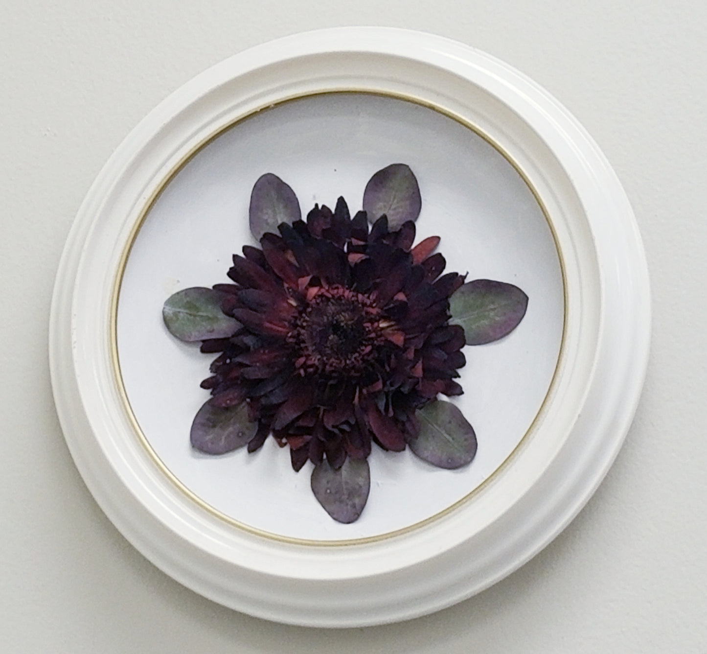 Burgandy Dried Flower Hand Crafted on Porcelain Plate