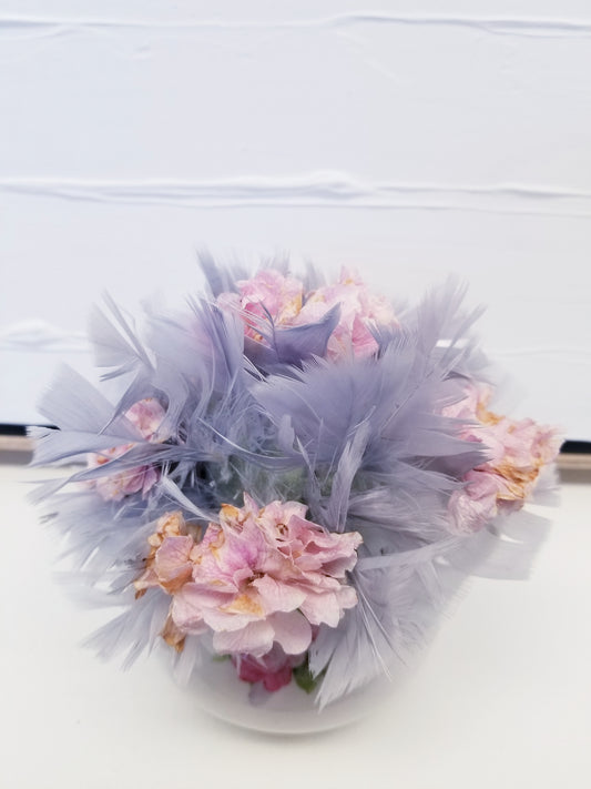 Light Purple and Pink Flowers Dried Flower Floral Arrangement Hand Crafted